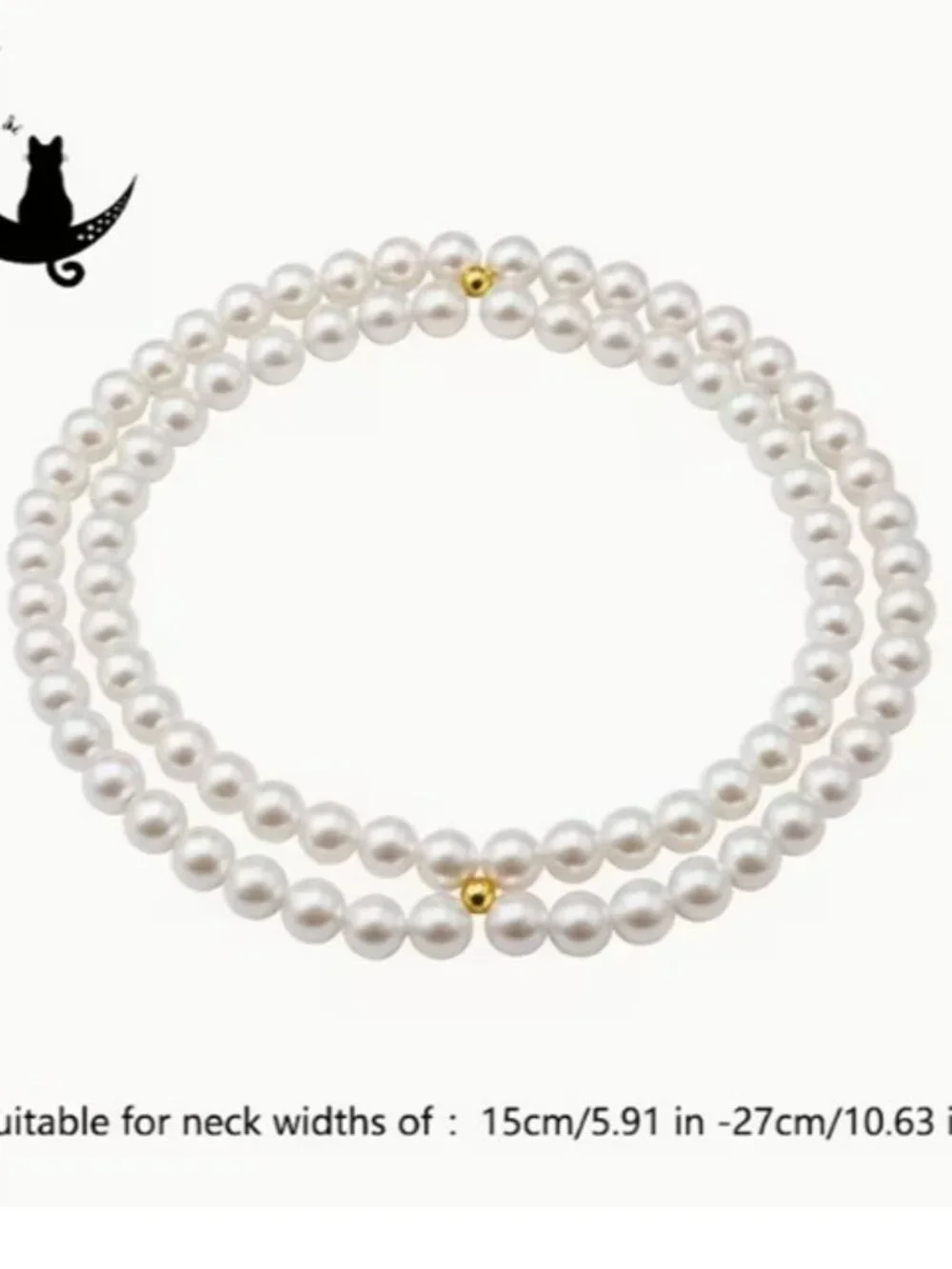 Beautiful Double-Strand Pearl Kitty Cat Collar Necklace‎ (NEW & SO CUTE!)